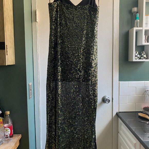 Topshop Green Sequin Dress, Size 6 - Picture 10 of 10